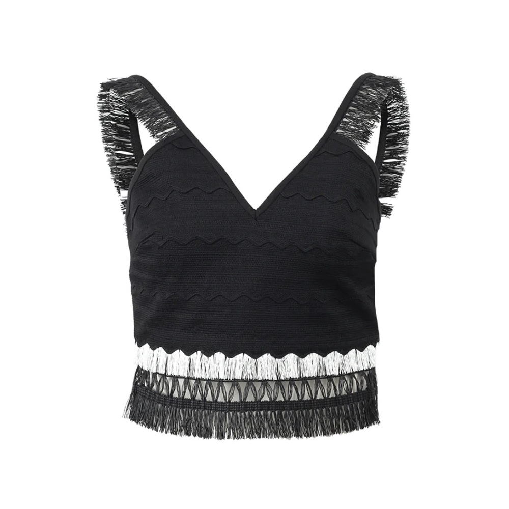 Macrame Raffia Fringe Crop Top - Jonathan Simkhai Runway - Like New